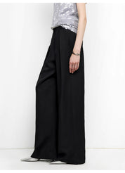 "Relaxed Old Money" Acetate Linen Old Money-Inspired Draped Mid-Waist Single-Pleat Straight-Leg Wide-Leg Casual Pants