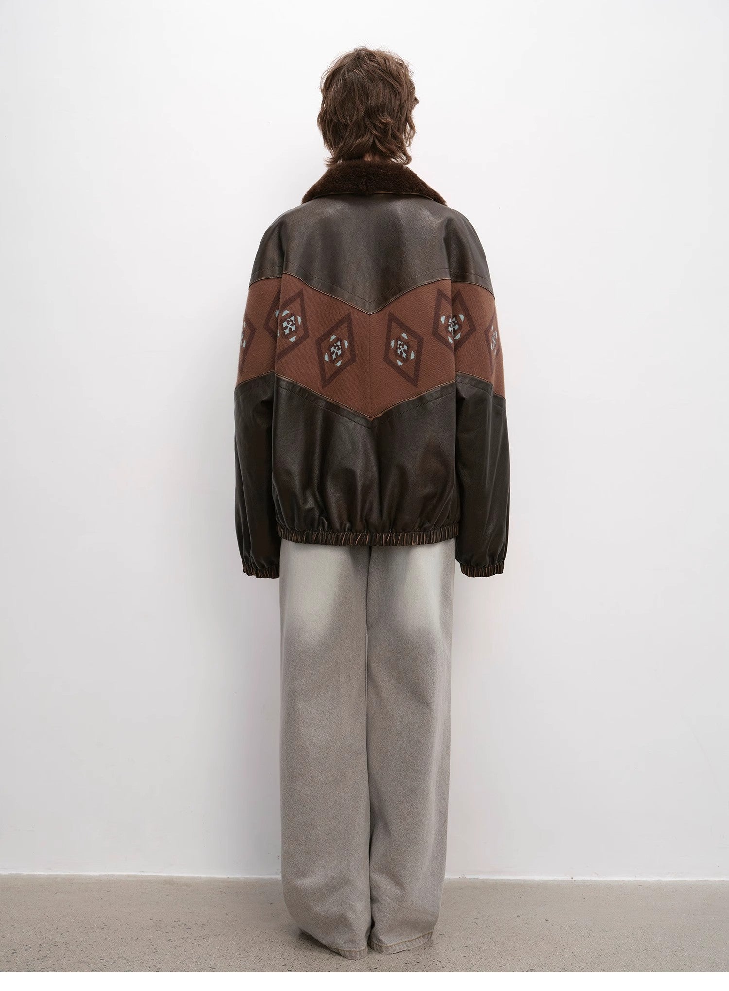 "Jumping City" Imported Suede Sheep Leather Sheep Curl Lapel White Goose Down Parka