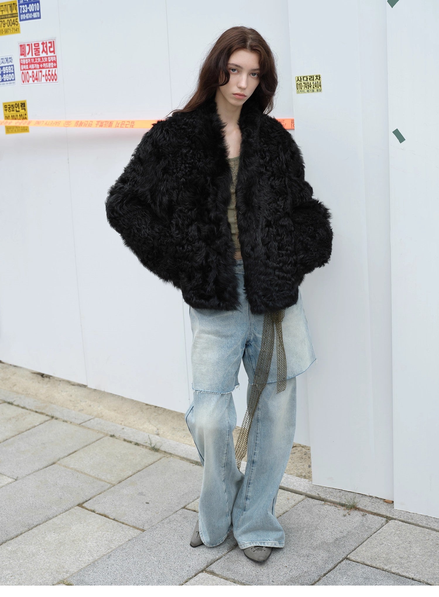 Fireladyfur Women's Reversible Standing Collar Tuscan Sheepskin Coat“Beethoven's Night”