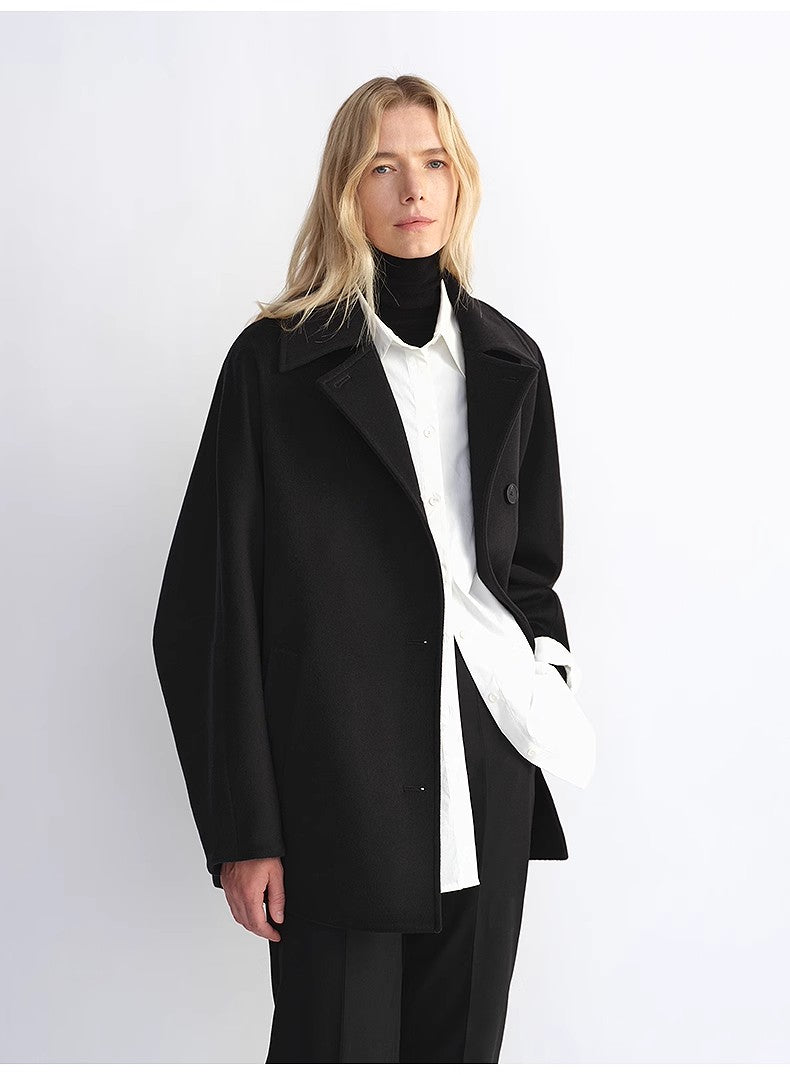 "Fleeting Memories" cashmere sheep wool retro loose bat sleeve short wool coat