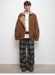 "Jazz Party" motorcycle jacket merino fur short fur coat