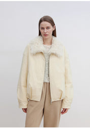 "Mariette" detachable Tuscan fur collar down jacket lining short parka