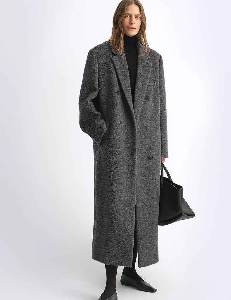 "Opium Nights"Women's Double-Breasted Blazer Coat with Straight Shoulders