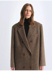 "Desert City" Italian imported wool blended herringbone pattern woolen coat for women autumn and winter