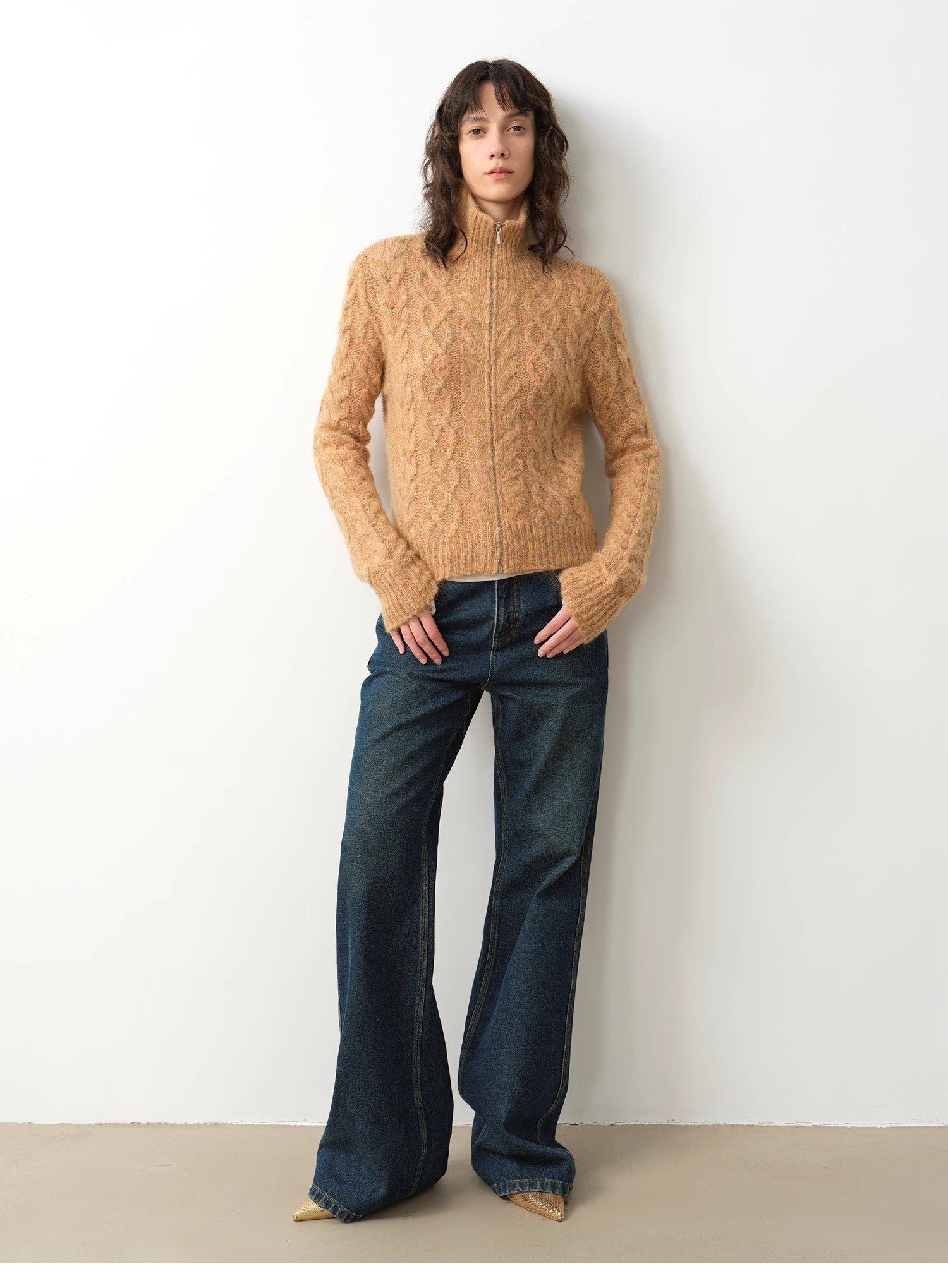 "Pure Flared" Japanese imported fabric Vintage retro washed loose flared jeans for women