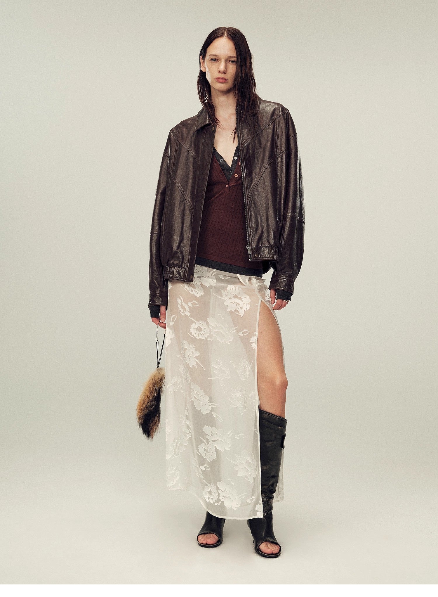 Suede top-grain sheepskin lapel genuine leather jacket