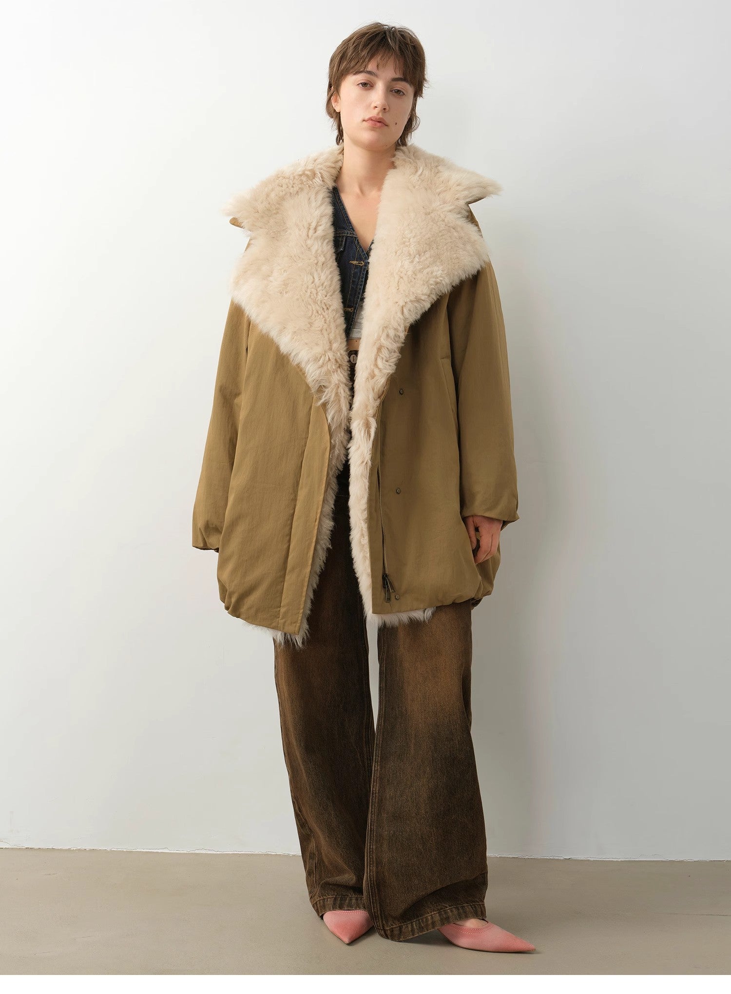 "Modern introduction" detachable toka fur collar fur coat silhouette 90 goose down parka winter