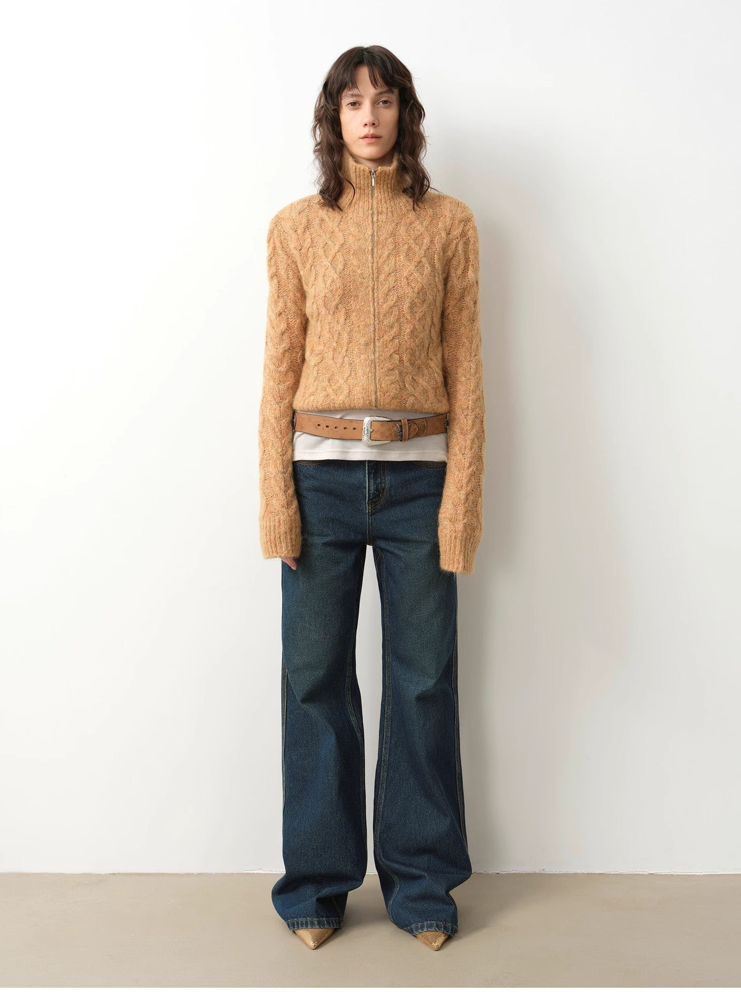 "Pure Flared" Japanese imported fabric Vintage retro washed loose flared jeans for women