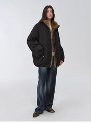 "Warm Dialogue" Two-tone fox fur collar detachable 90 goose down jacket mid-length down parka