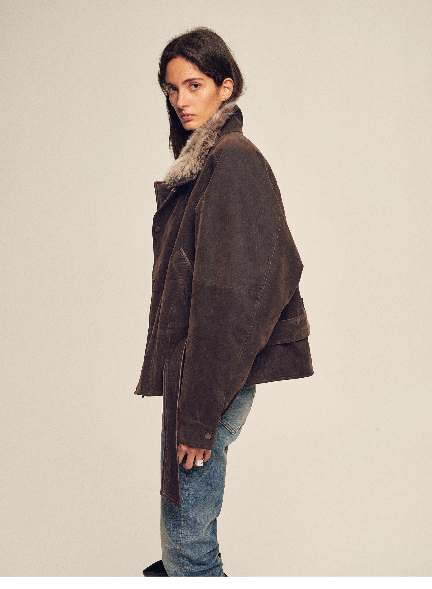 Firelady Fur Women's Goose Down Parka Coat with Detachable Toscana Shearling Fur Collar“Modern Traveler”