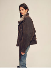 Firelady Fur Women's Goose Down Parka Coat with Detachable Toscana Shearling Fur Collar“Modern Traveler”