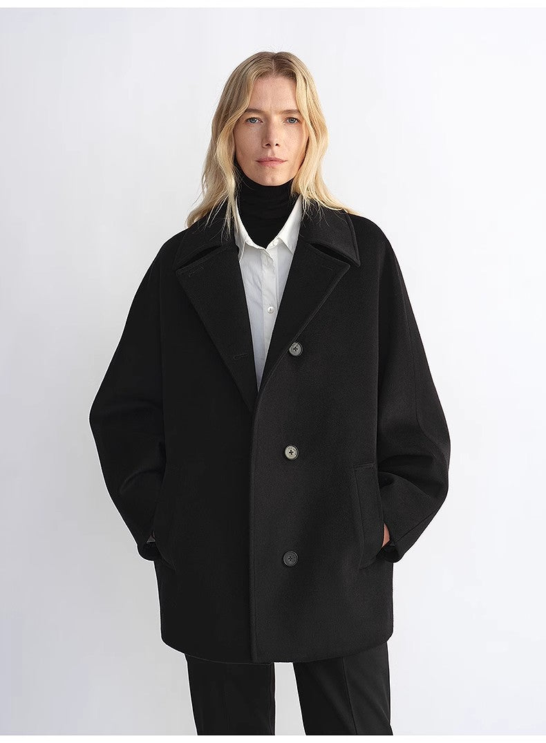 "Fleeting Memories" cashmere sheep wool retro loose bat sleeve short wool coat