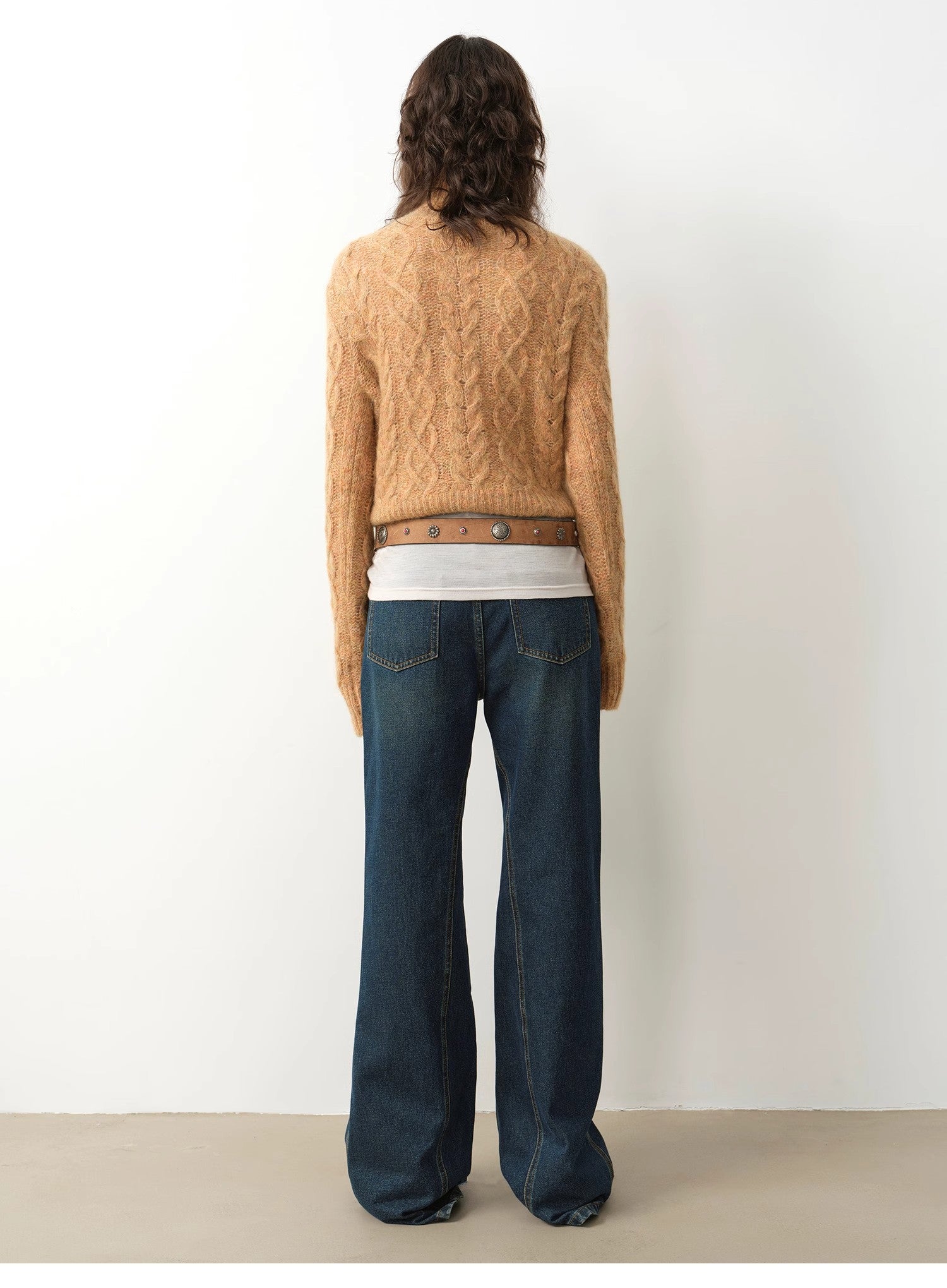 "Pure Flared" Japanese imported fabric Vintage retro washed loose flared jeans for women