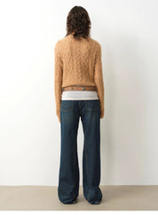 "Pure Flared" Japanese imported fabric Vintage retro washed loose flared jeans for women