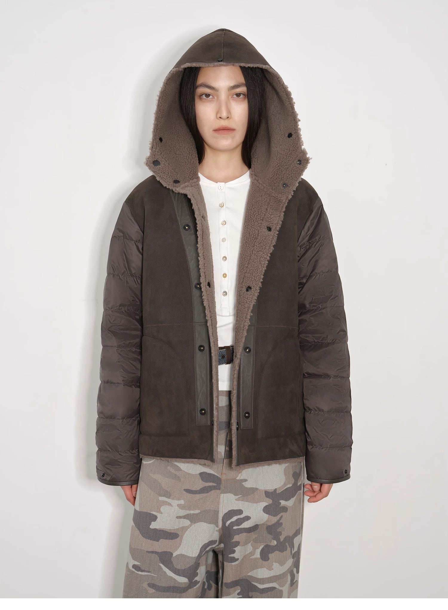 "Winter Institute" windproof and warm drop shoulder large version long hooded detachable liner parka