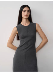 "Island Letters" Limited Edition Baslan Merino Wool Extra Long Sleeveless Lazy Knit Dress