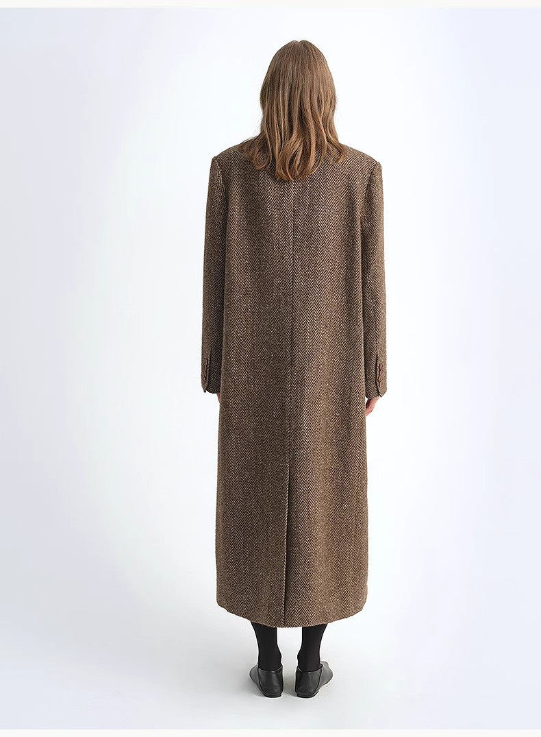 "Desert City" Italian imported wool blended herringbone pattern woolen coat for women autumn and winter