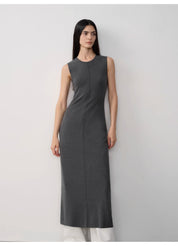 "Island Letters" Limited Edition Baslan Merino Wool Extra Long Sleeveless Lazy Knit Dress