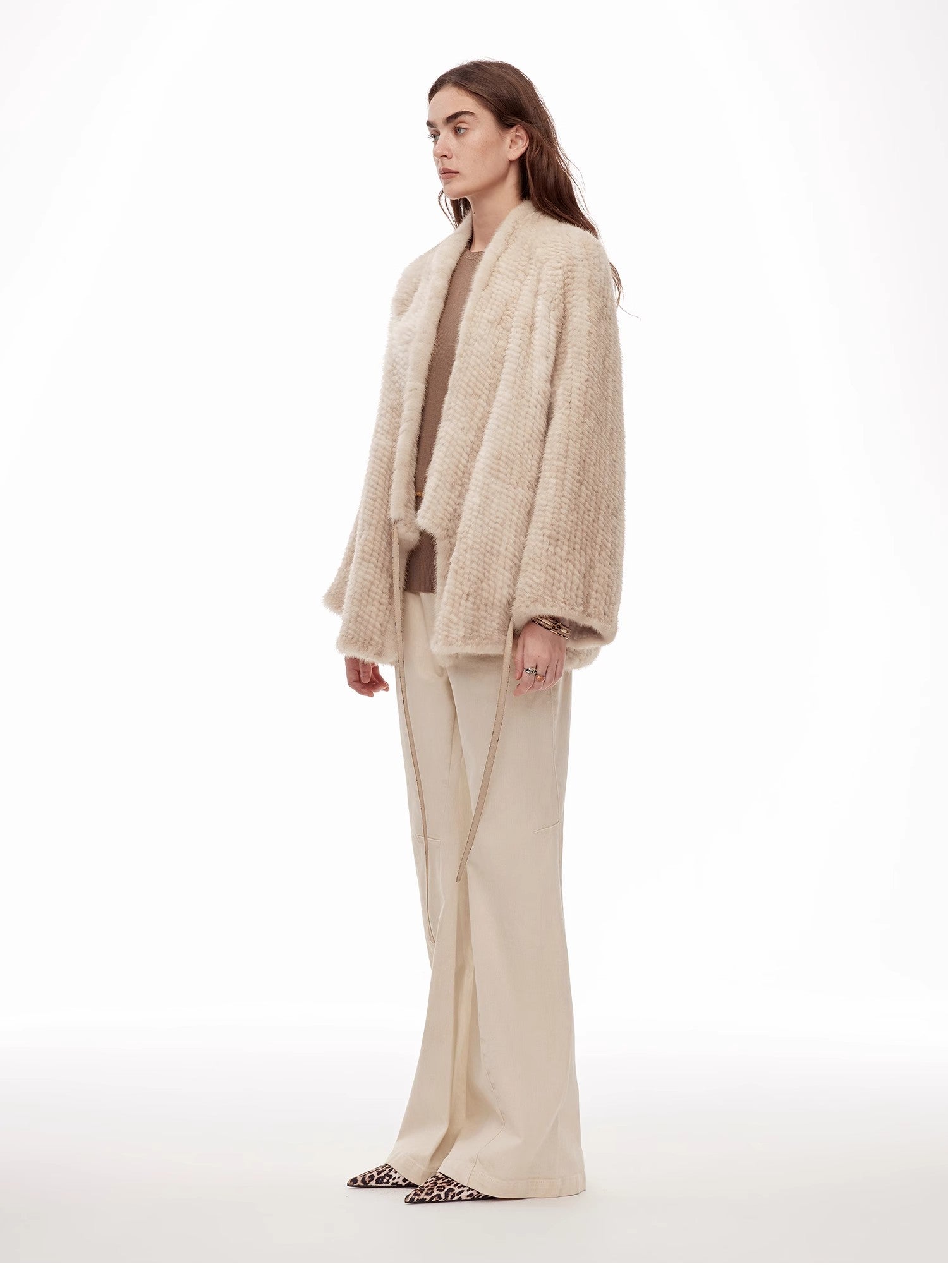 "Texture Mink" Lightweight and Warm, Handcrafted Double-sided Knitted Loose Mink Fur Coat for Women