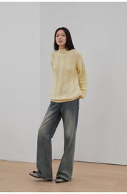 Women’s Merino Wool Twisted Oversized Sweaters Turtleneck Long Sleeve Top，“Autumn Moon Star Sea”