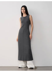 "Island Letters" Limited Edition Baslan Merino Wool Extra Long Sleeveless Lazy Knit Dress