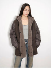 "Winter Institute" windproof and warm drop shoulder large version long hooded detachable liner parka