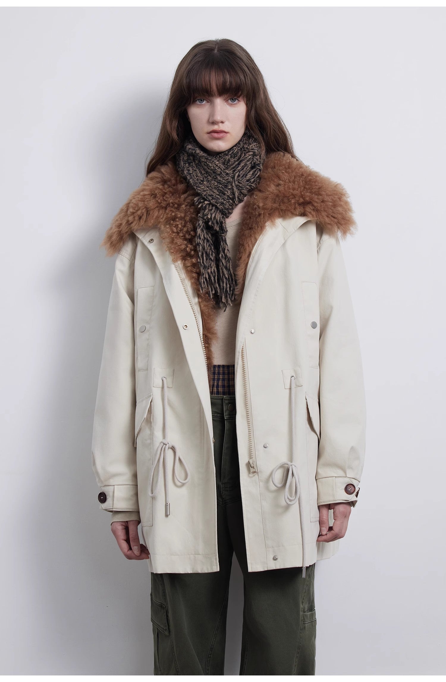 Fireladyfur Women's Goose Down Parka coat with Toscana Shearling