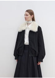 "Mariette" detachable Tuscan fur collar down jacket lining short parka