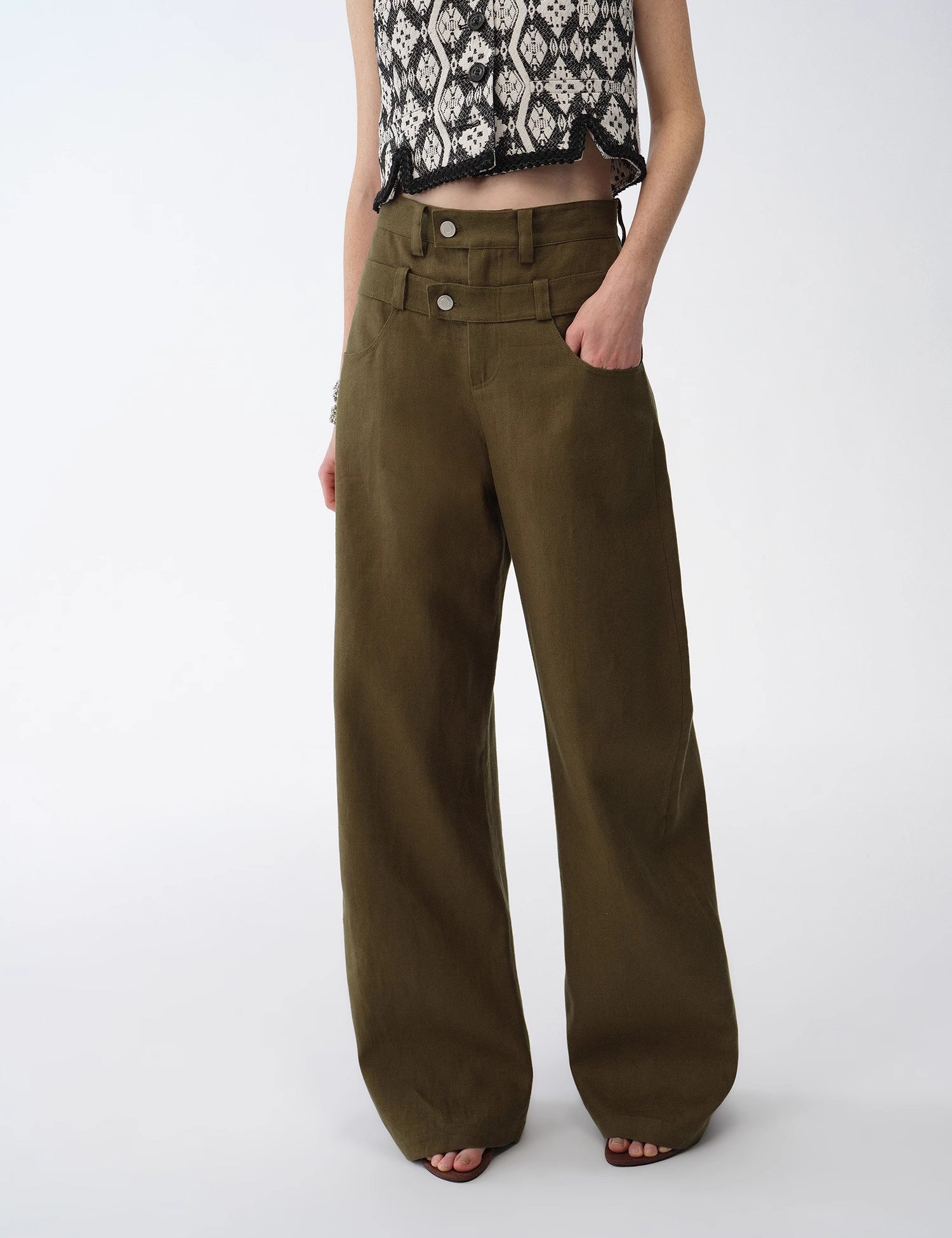 Old Money Style Linen Cut Scimitar Pants"Weiss Love Letter"
