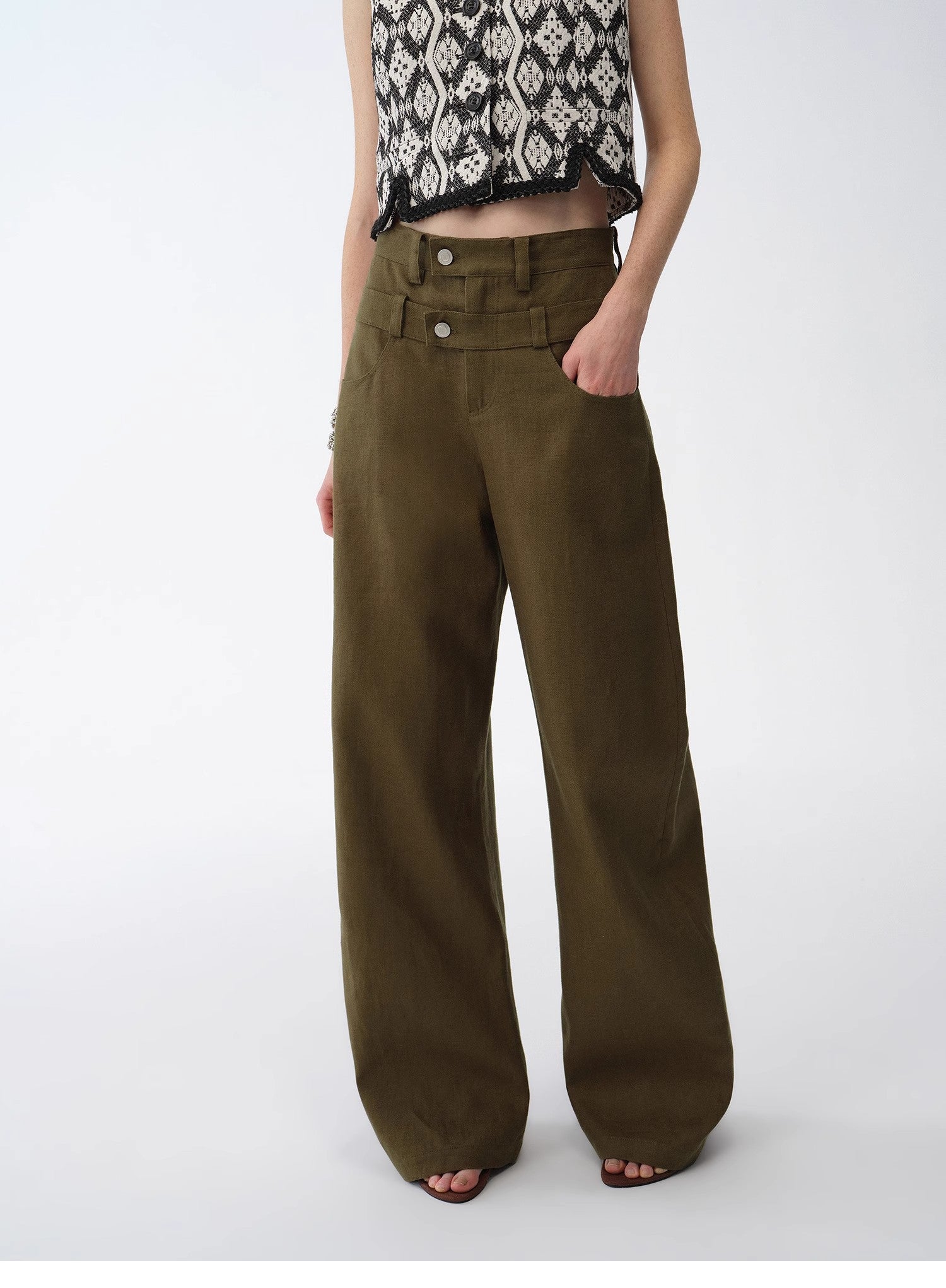 "Weiss Love Letter" Old Money Style Linen Cut Scimitar Pants
