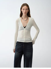 "Minimalist Moment" Simple Casual Lyocell Tencel Wool Blend Long Sleeve Bottoming Shirt Early Spring Top