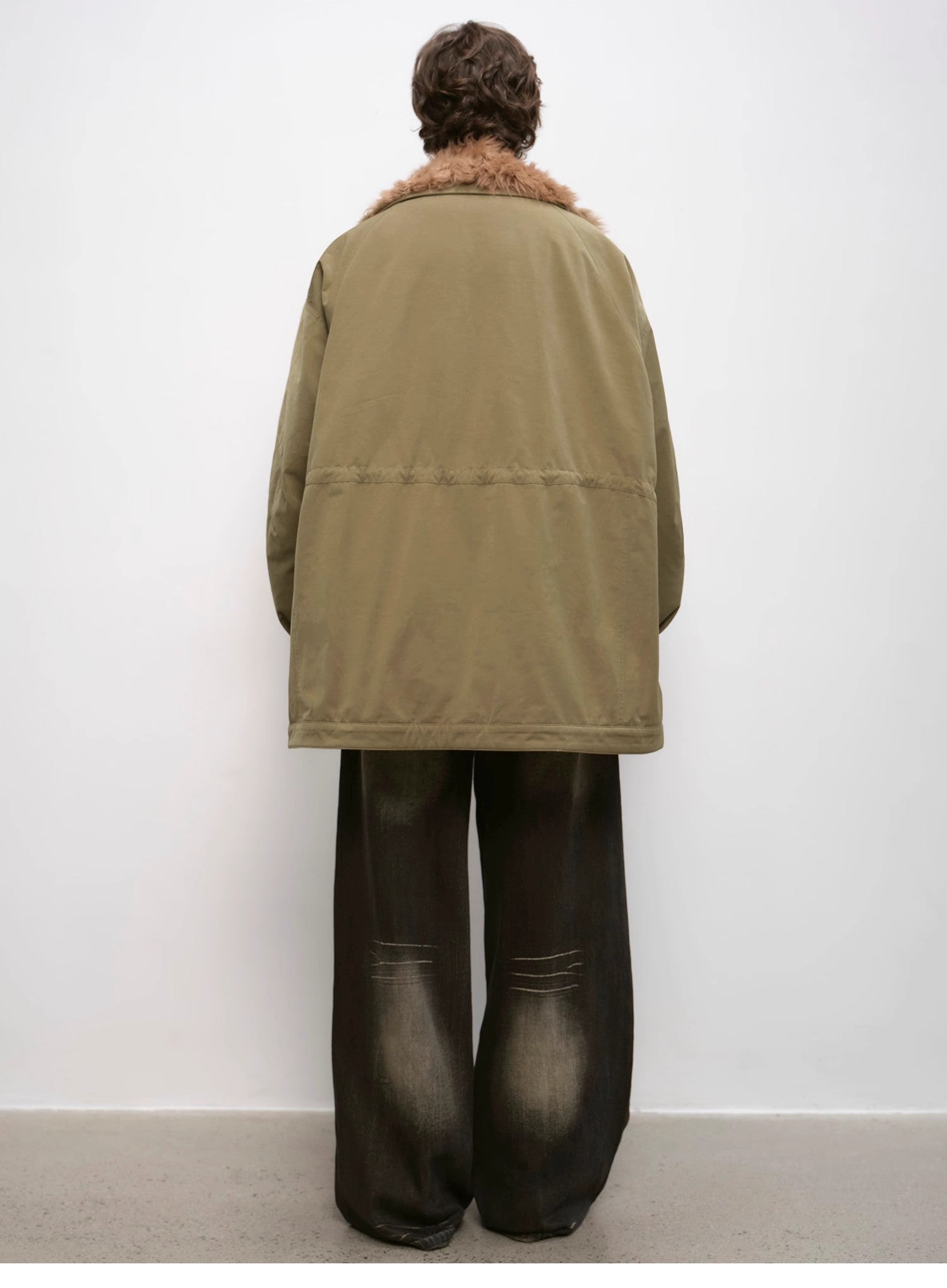 "Amber Pine Forest" fashionable Toka curly collar 90 goose down H-type drawstring mid-length parka down jacket