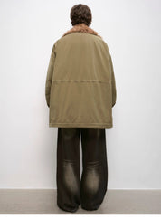 "Amber Pine Forest" fashionable Toka curly collar 90 goose down H-type drawstring mid-length parka down jacket