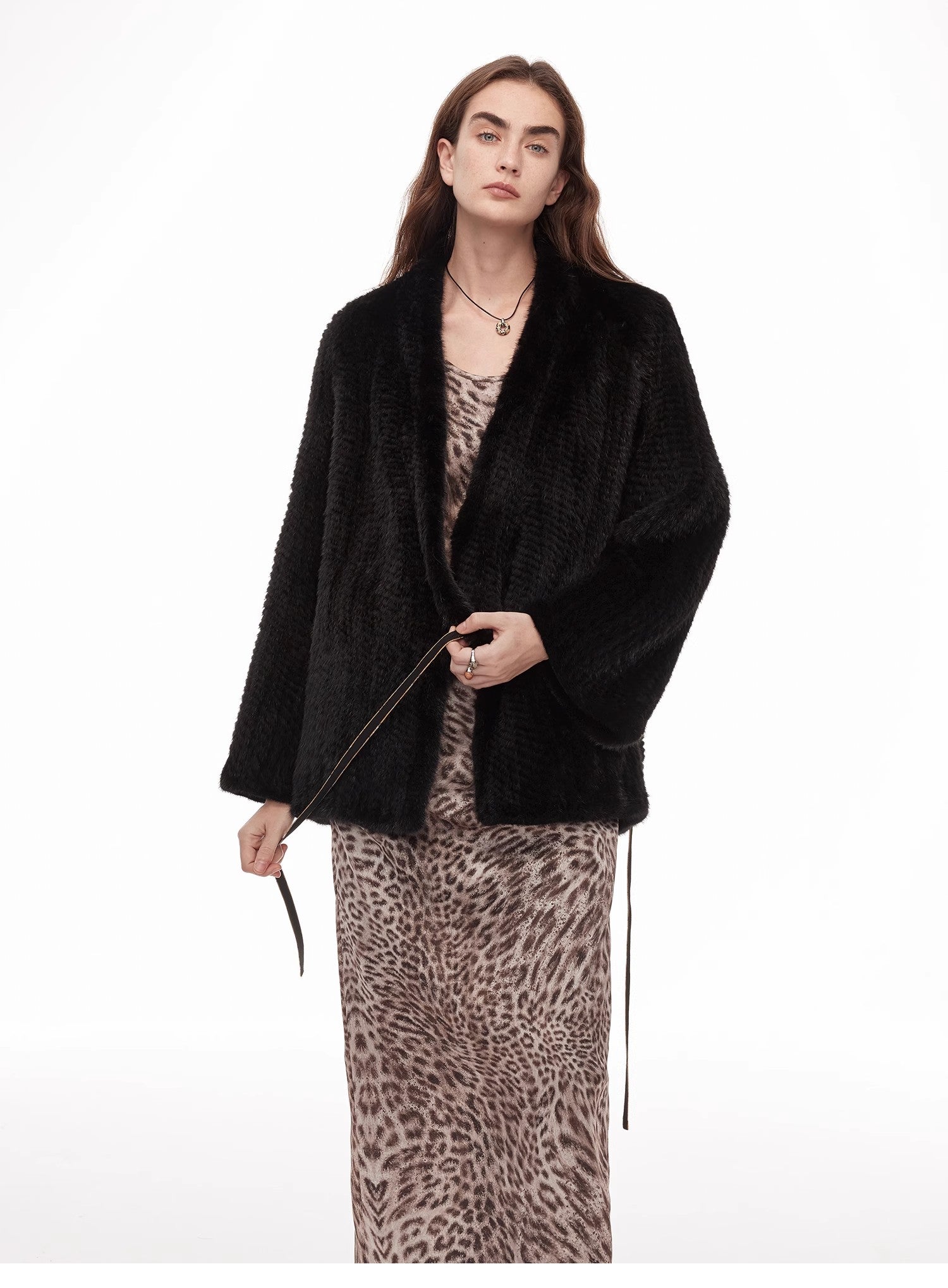 "Texture Mink" Lightweight and Warm, Handcrafted Double-sided Knitted Loose Mink Fur Coat for Women