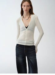 "Minimalist Moment" Simple Casual Lyocell Tencel Wool Blend Long Sleeve Bottoming Shirt Early Spring Top