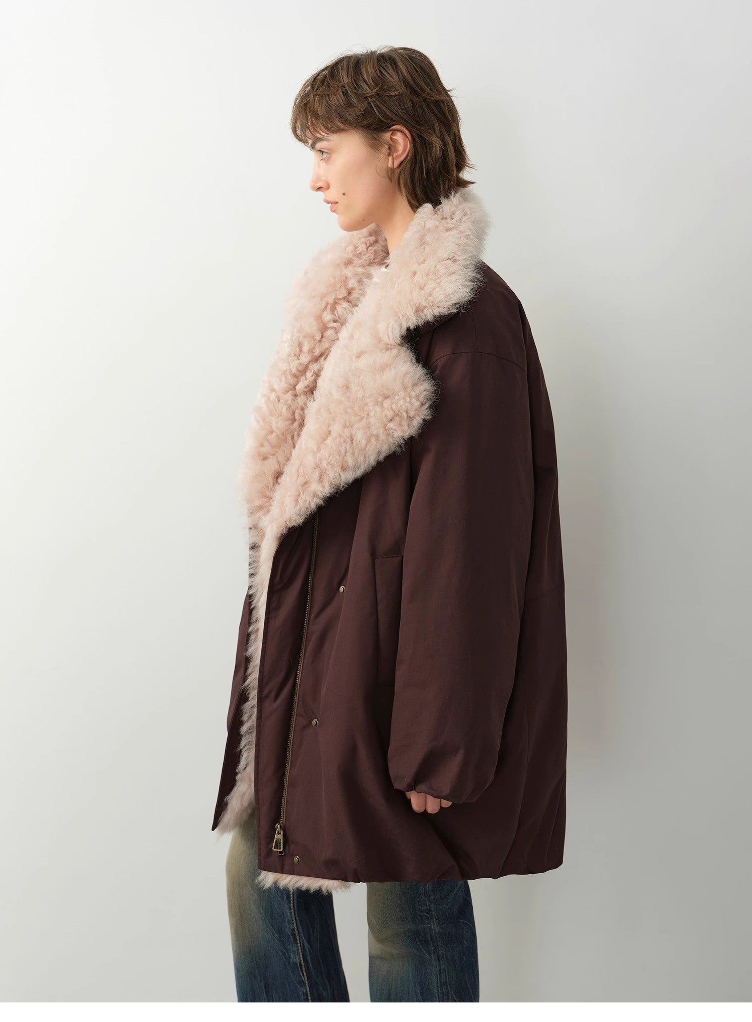 "Modern introduction" detachable toka fur collar fur coat silhouette 90 goose down parka winter