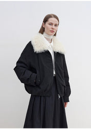 "Mariette" detachable Tuscan fur collar down jacket lining short parka