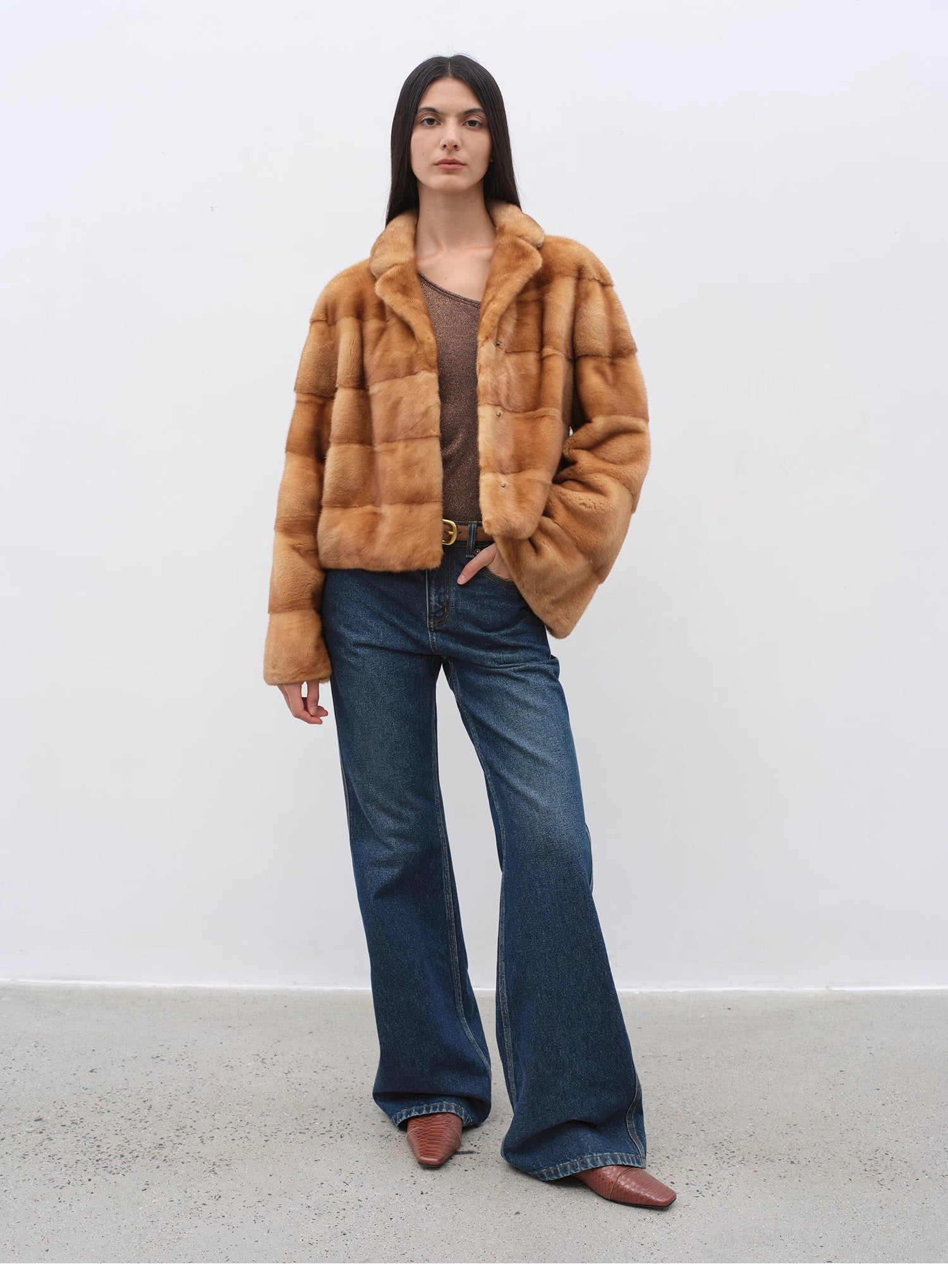 "Pure Flared" Japanese imported fabric Vintage retro washed loose flared jeans for women