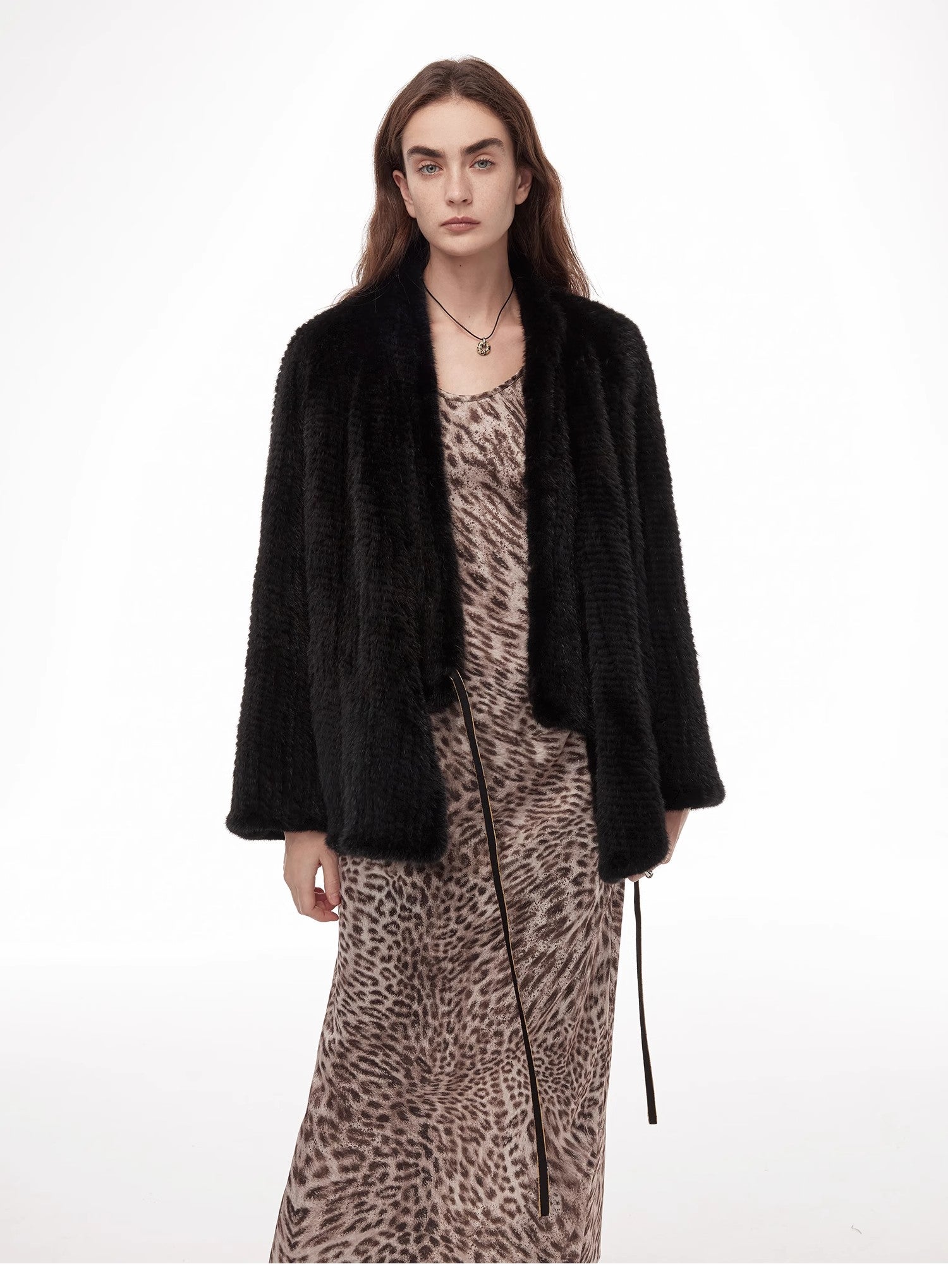 "Texture Mink" Lightweight and Warm, Handcrafted Double-sided Knitted Loose Mink Fur Coat for Women