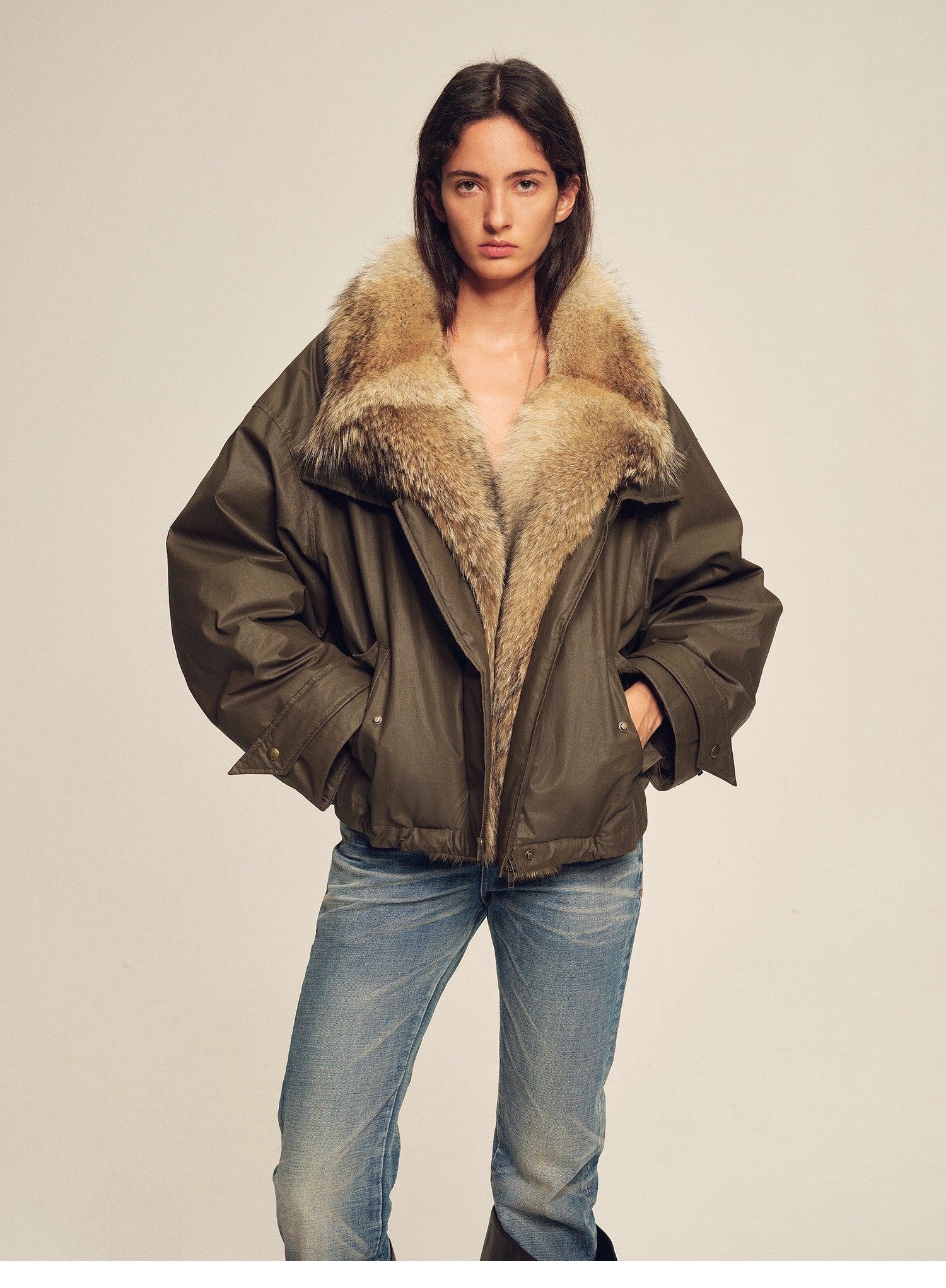 Firelady Fur Women's down fur parka Coyote and Raccoon Fur Collar-“The long night is coming”