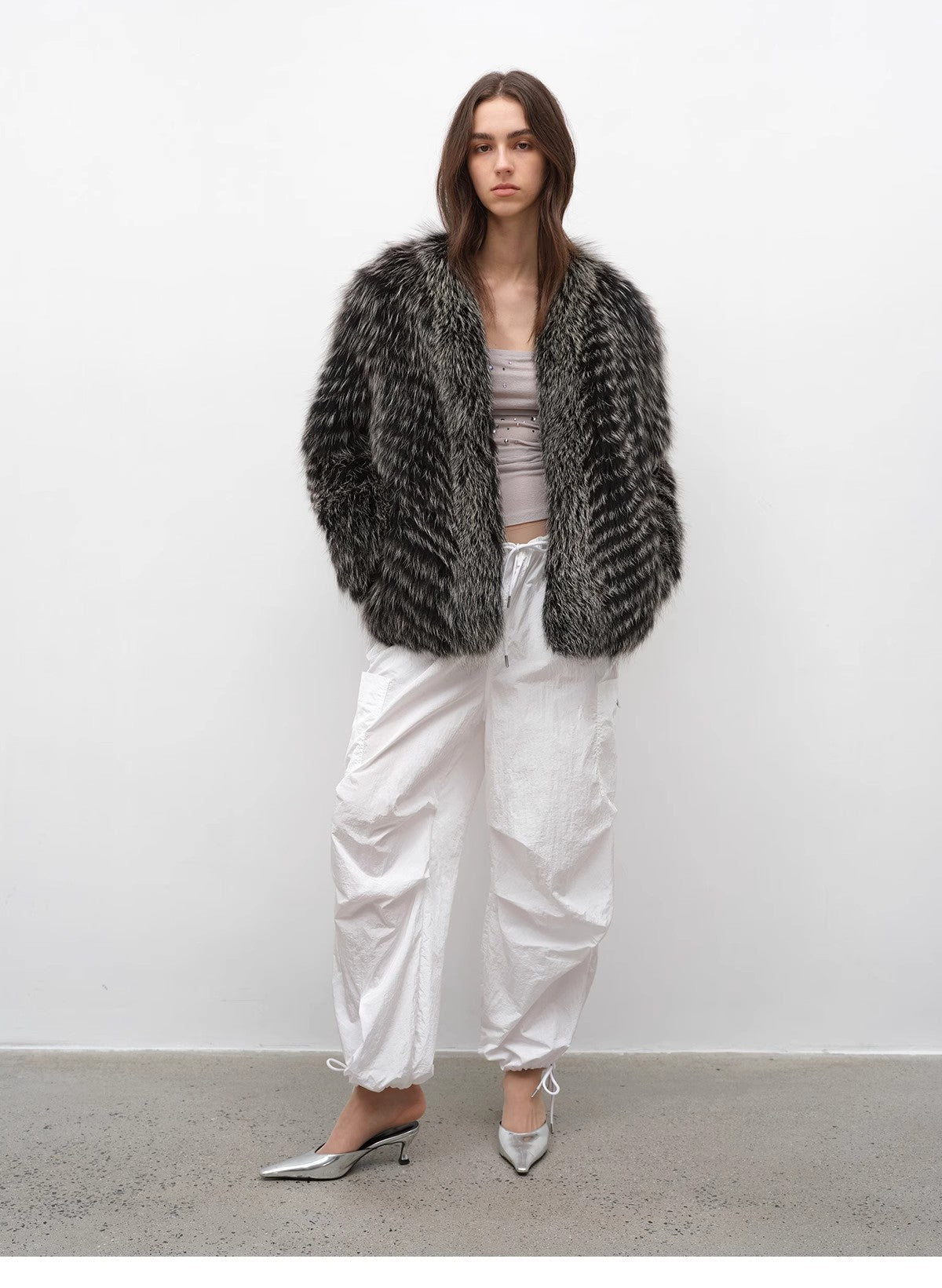 "Polar Night Star" imported sagafurs fox fur coat whole fox fur coat