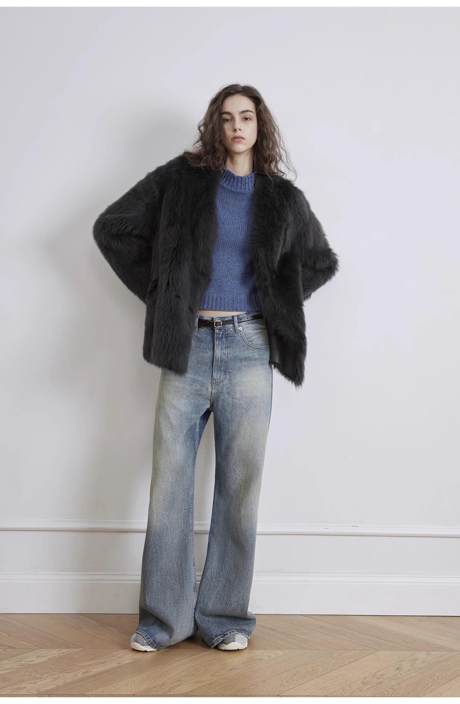 "Magic Dream" Retro Modern Washed Chicken Claw Wrinkled Jeans Women's Spacious Straight Wide Leg Pants