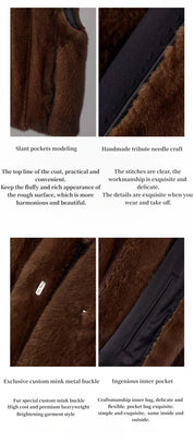 NAMA Chocolate Brownie Imported Whole Mink Vest Fur Coat