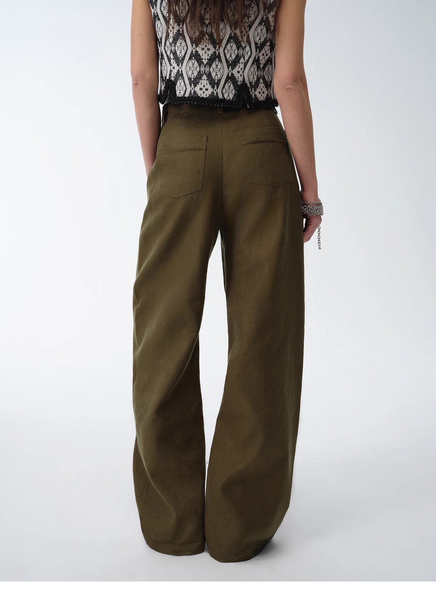 "Weiss Love Letter" Old Money Style Linen Cut Scimitar Pants
