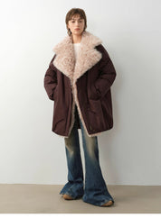 "Modern introduction" detachable toka fur collar fur coat silhouette 90 goose down parka winter