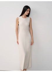 "Island Letters" Limited Edition Baslan Merino Wool Extra Long Sleeveless Lazy Knit Dress