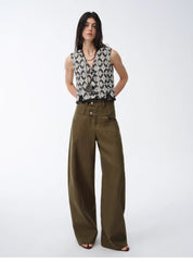"Weiss Love Letter" Old Money Style Linen Cut Scimitar Pants