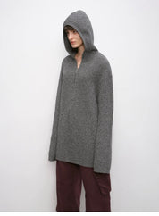 "Autumn Ticket" Simple and versatile Zhongding 30s wool blend hoodie zipper round neck sweater