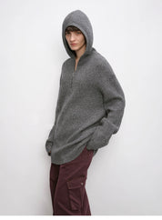 "Autumn Ticket" Simple and versatile Zhongding 30s wool blend hoodie zipper round neck sweater