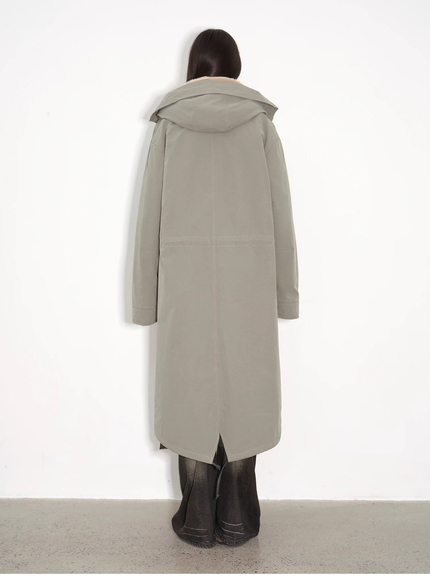 "Winter Institute" windproof and warm drop shoulder large version long hooded detachable liner parka